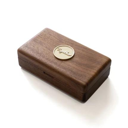 Personalized Small Black Walnut Wooden Jewelry Box with Custom Engraved Brass Plate